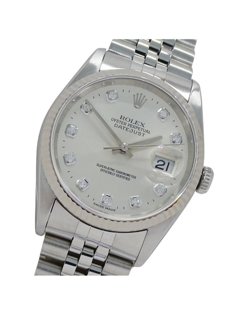 Rolex Datejust Watch Diamond Automatic Winding At Stainless Steel White Gold WG